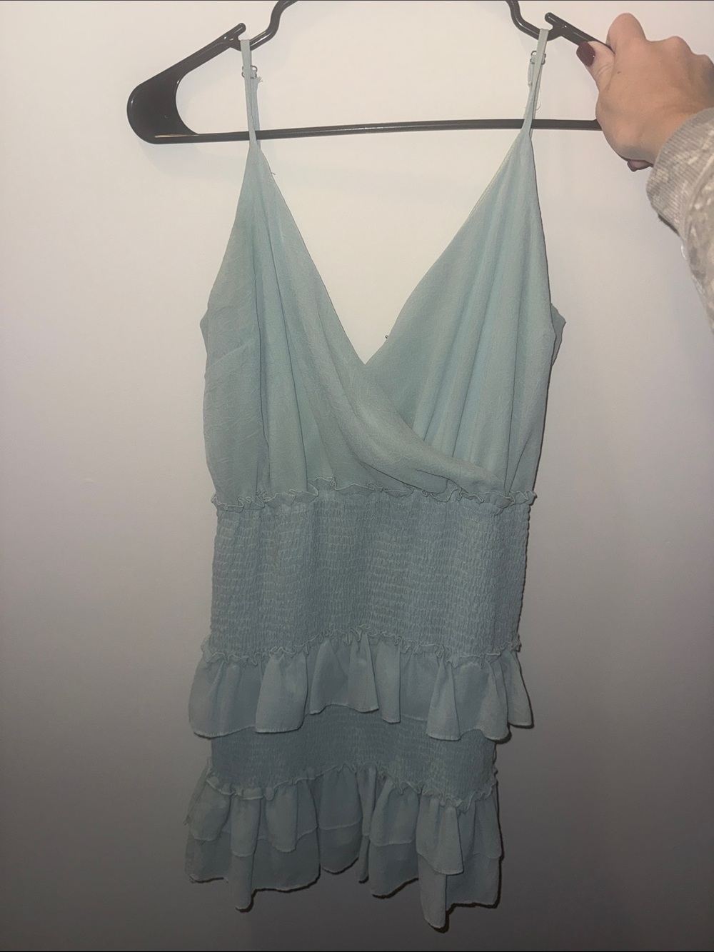 She + Sky Light Blue Ruffle Smocked Mini Dress